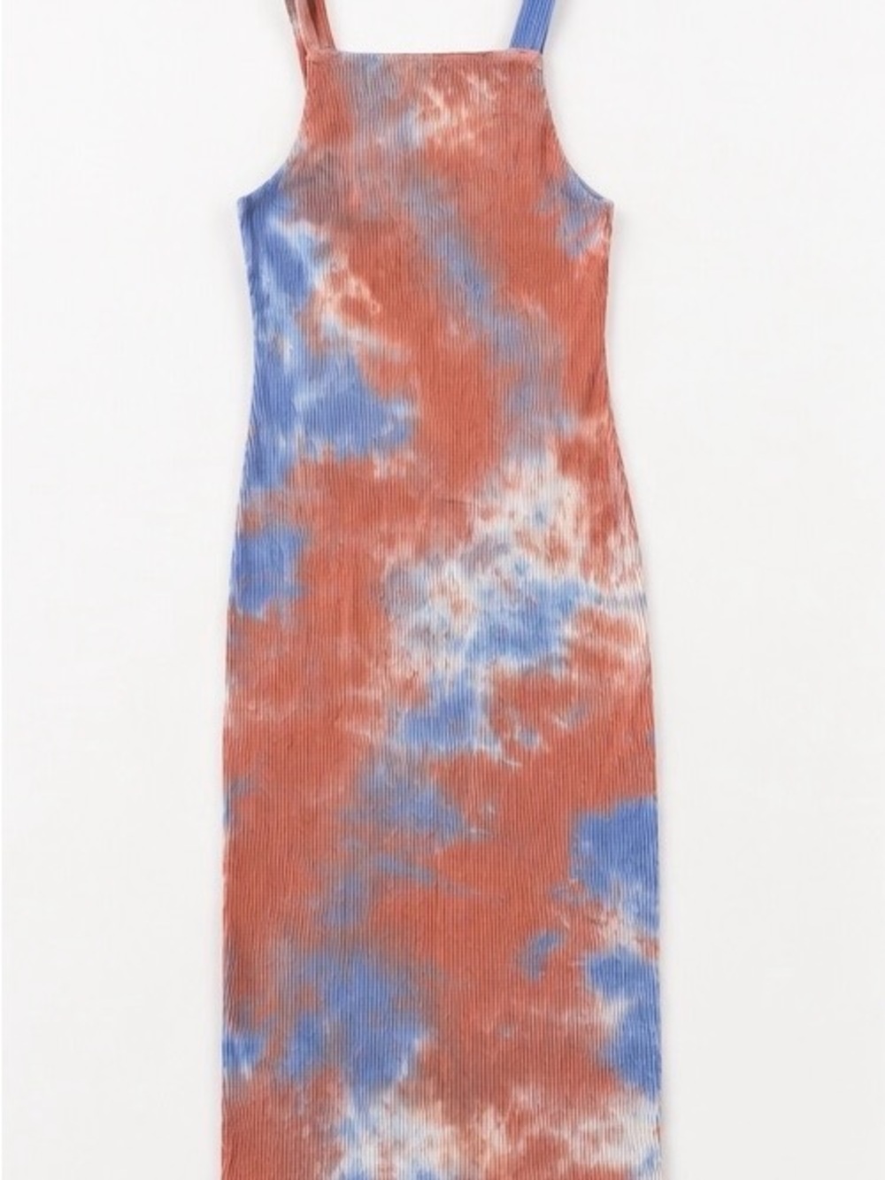 House of Harlow 1960 Tie-Dye Ribbed Maxi Dress in Rust & Blue